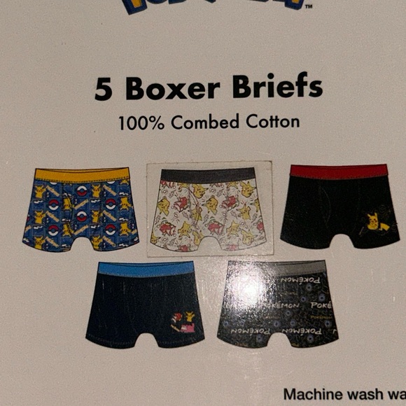 NEW Handcraft 5 Pack Boys Boxer Briefs - Pokemon - Size 4 - 100% Cotton - Picture 5 of 5